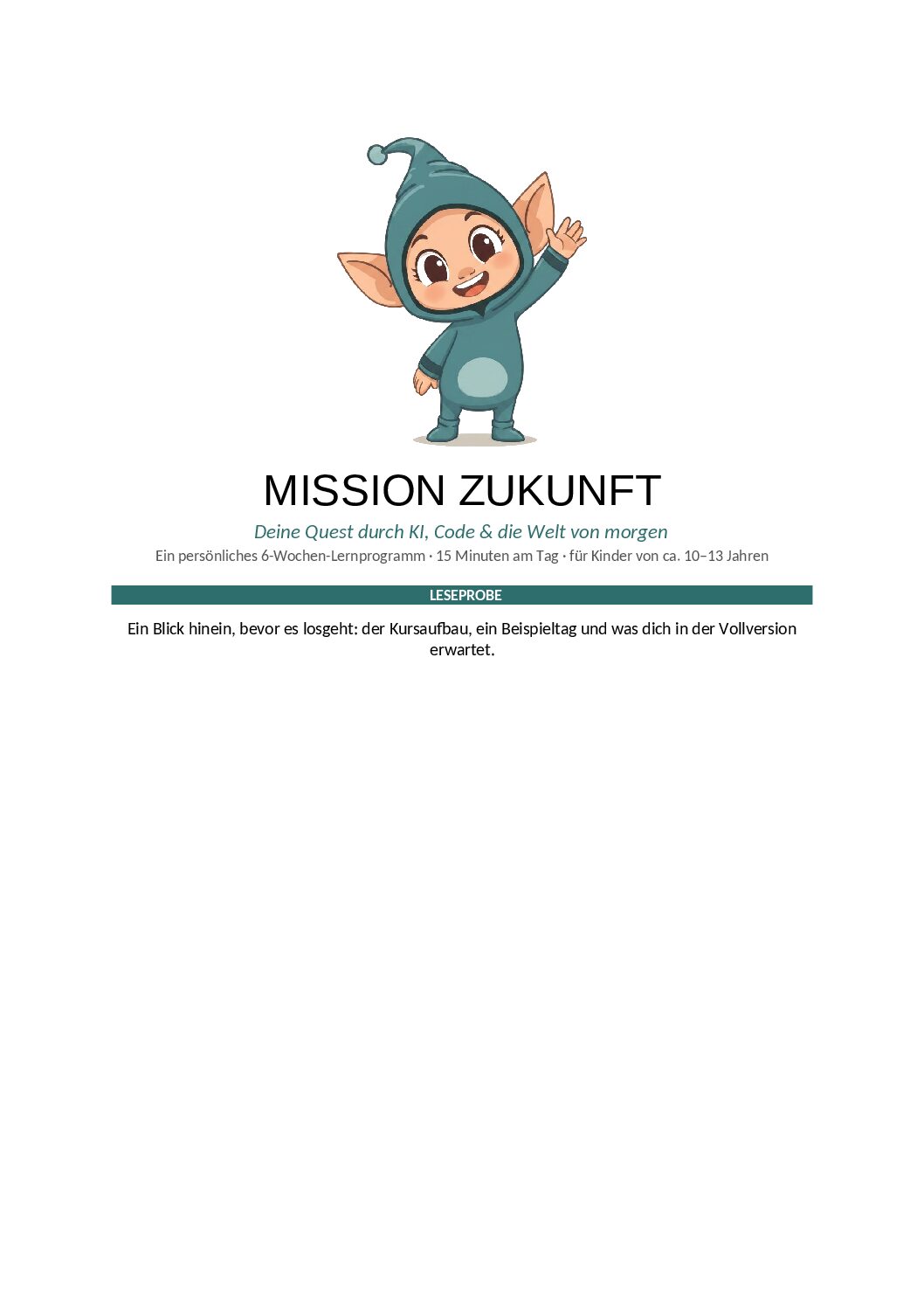 Titelseite der Leseprobe von Mission Zukunft